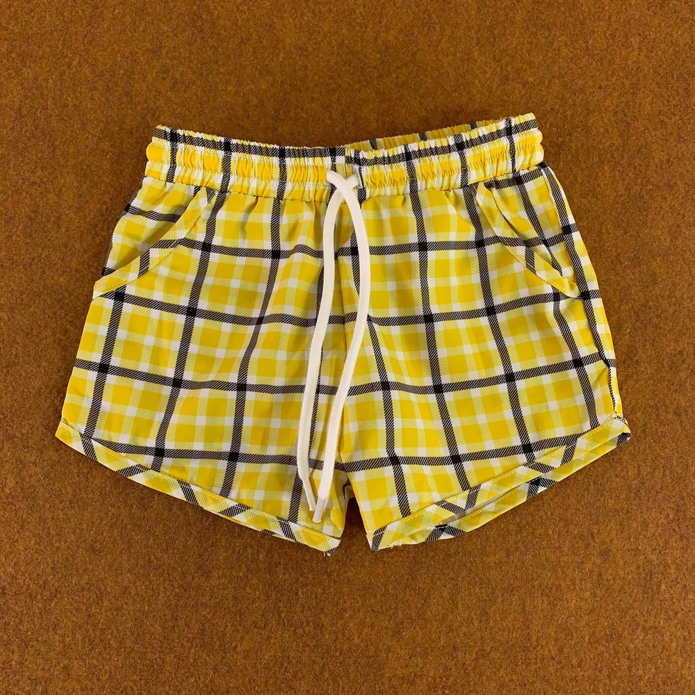 Iowa Hawkeyes Baby Size 18 Months Yellow Plaid Pocketed Drawstring Shorts New
